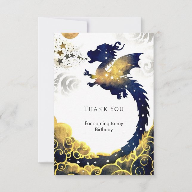 Happy Pastel Dragon Birthday Thank You Card (Front)