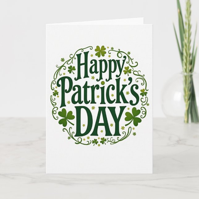 Happy Patricks Day Green Vine Card (Front)