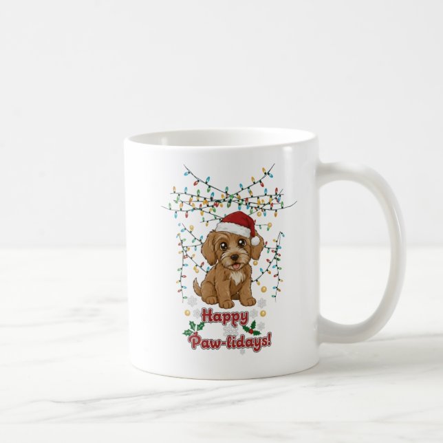 Happy Paw-lidays Christmas Cockapoo Mug (Right)