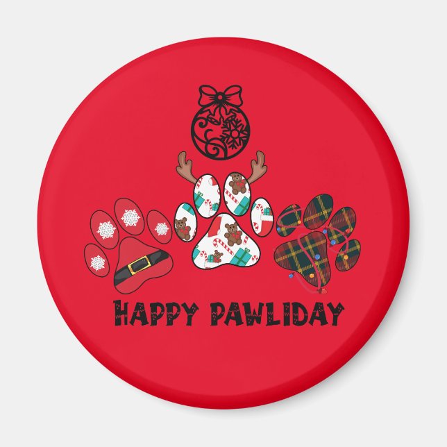 Happy Pawliday - Christmas Holiday Magnet (Front)