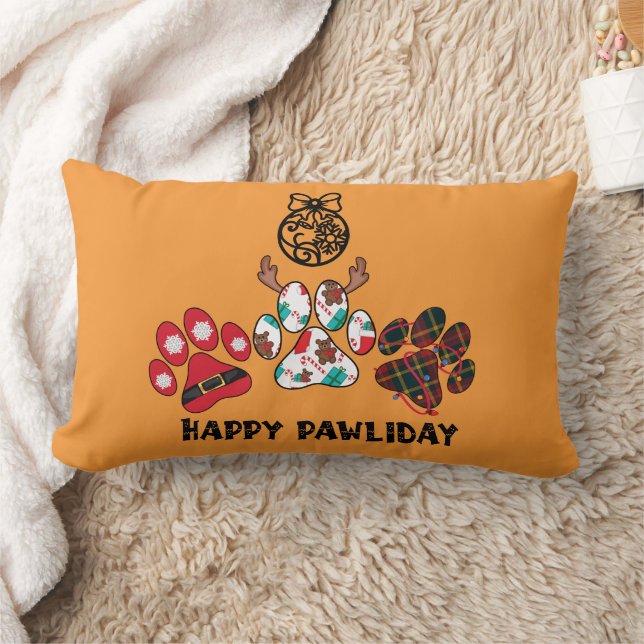 Happy Pawliday - Christmas Holiday Throw Pillow (Blanket)