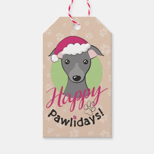 Happy pawlidays Christmas Cartoon blue iggy dog Gift Tags