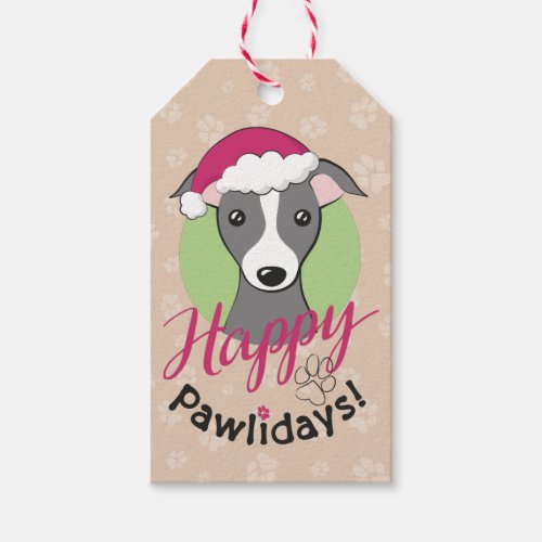 Happy pawlidays Christmas Cartoon cute iggy dog Gift Tags