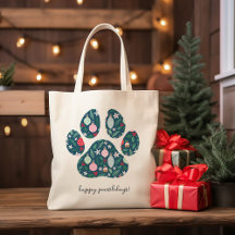 Happy Pawlidays Christmas Dog Lover Tote Bag