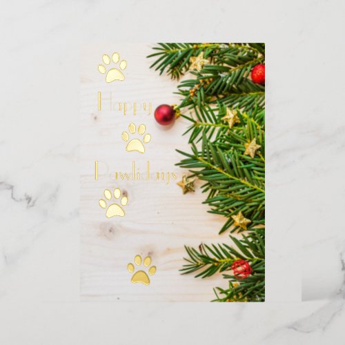 Happy Pawlidays Christmas Foil Flat Greeting Card