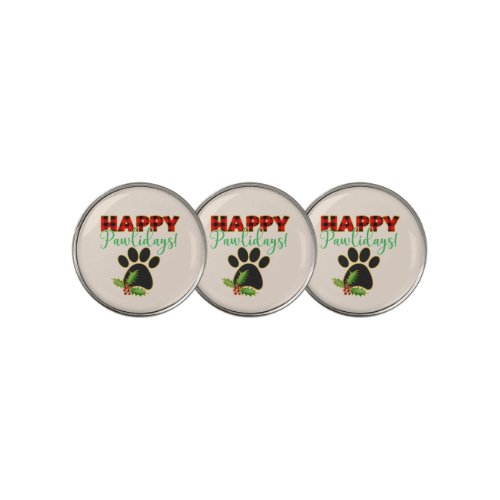Happy Pawlidays  Christmas Gift for Dog Lover Golf Ball Marker