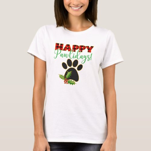 Happy Pawlidays  Christmas Gift for Dog Lover T_Shirt