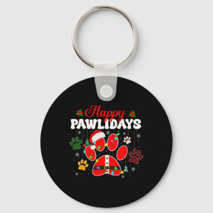 Happy Pawlidays Christmas Lights Dog Paw Animal Lo Keychain