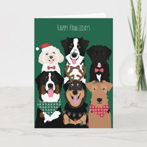 Happy Pawlidays Cute Christmas Dogs Card