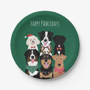 Happy Pawlidays Cute Christmas Paper Plates