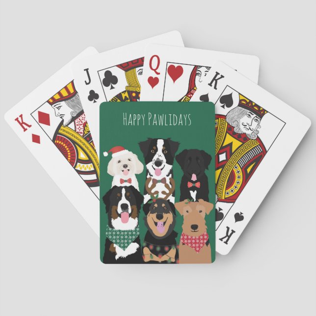 Happy Pawlidays Cute Christmas Poker Cards (Back)