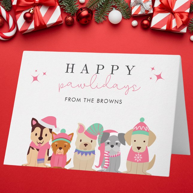 Happy Pawlidays Cute Dog Christmas Card (Creator Uploaded)