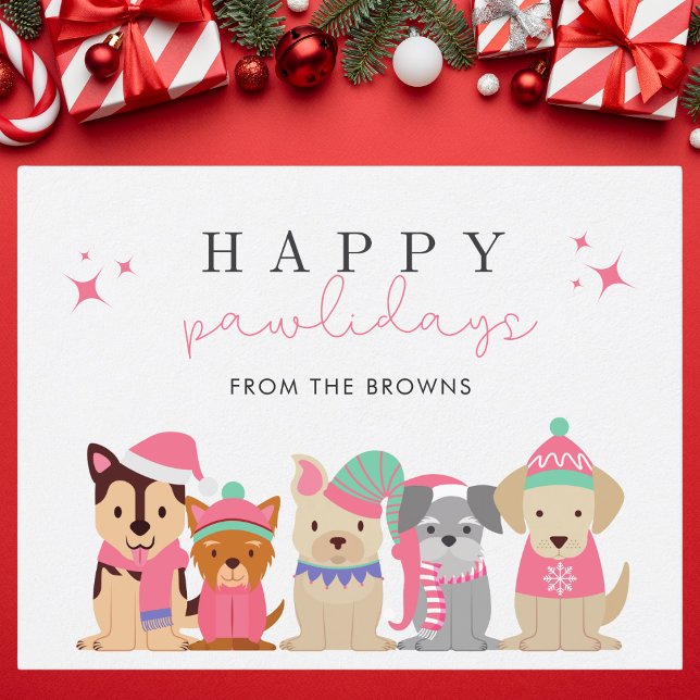 Happy Pawlidays Cute Dog Christmas Postcard (Creator Uploaded)