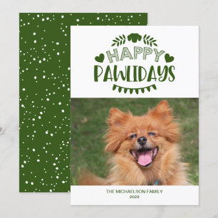Happy Pawlidays Cute Dog Photo Holiday Card