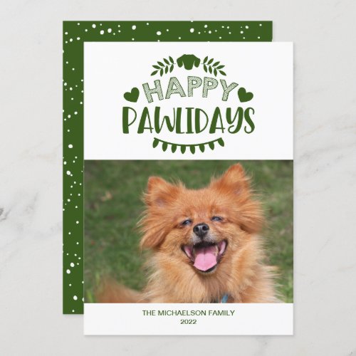 Happy Pawlidays Cute Dog Photo Holiday Card