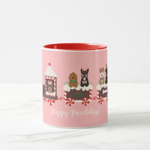 Happy Pawlidays Dog Christmas Holiday Train Mug