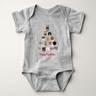 Happy Pawlidays Dog Christmas Tree Baby Bodysuit