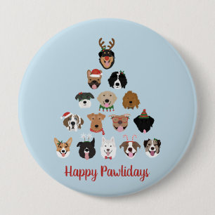 Happy Pawlidays Dog Christmas Tree Button