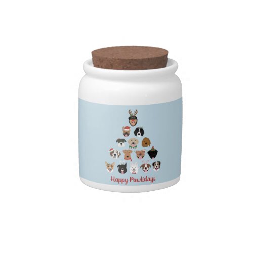 Happy Pawlidays Dog Christmas Tree Candy Jar