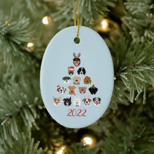 Happy Pawlidays Dog Christmas Tree Ceramic Ornament