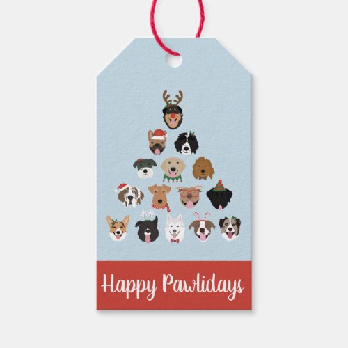 Happy Pawlidays Dog Christmas Tree Gift Tags