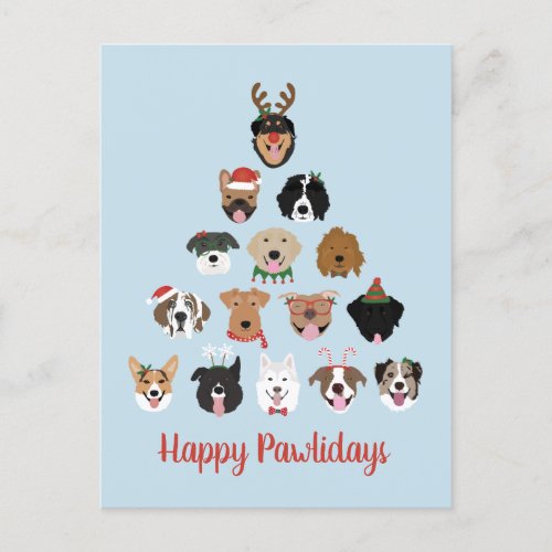 Happy Pawlidays Dog Christmas Tree Holiday Postcard