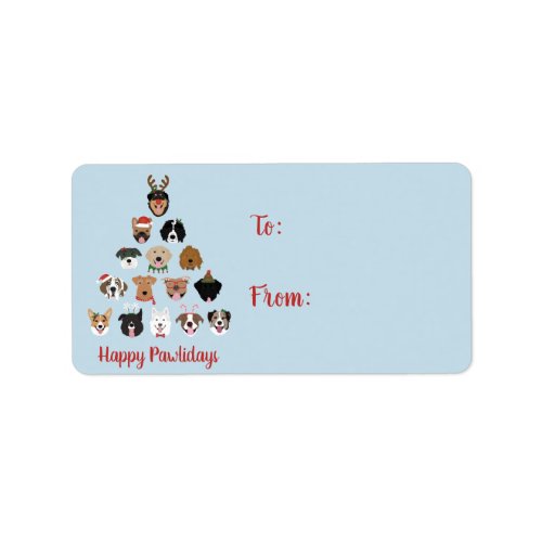 Happy Pawlidays Dog Christmas Tree Label