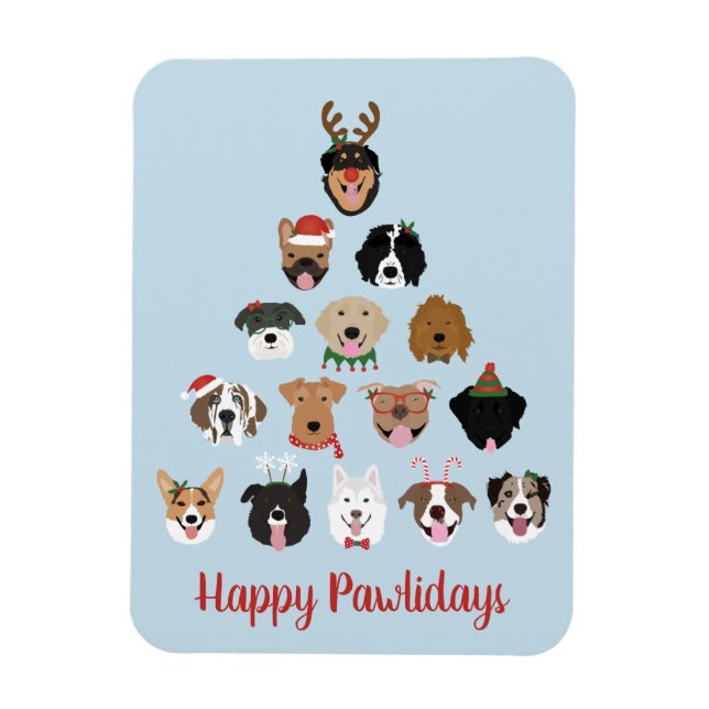 Happy Pawlidays Dog Christmas Tree Magnet (Vertical)