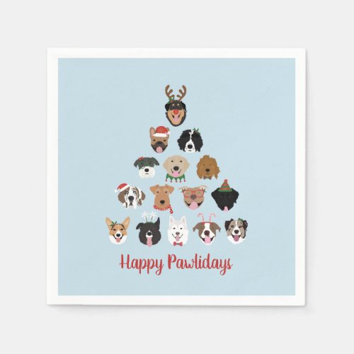 Happy Pawlidays Dog Christmas Tree Napkins