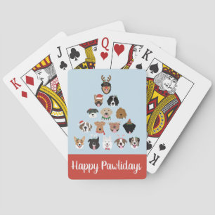 Happy Pawlidays Dog Christmas Tree Poker Cards