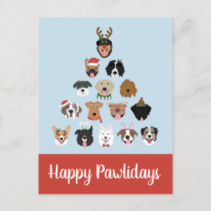 Happy Pawlidays Dog Christmas Tree Postcard