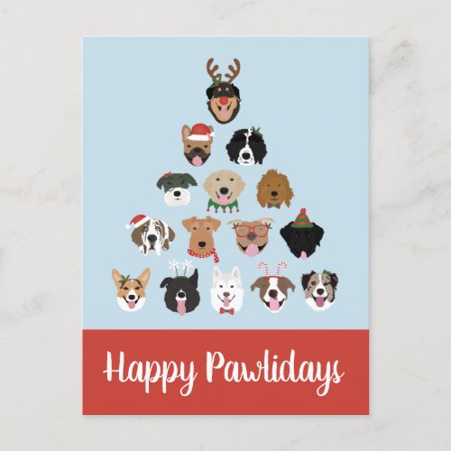 Happy Pawlidays Dog Christmas Tree Postcard