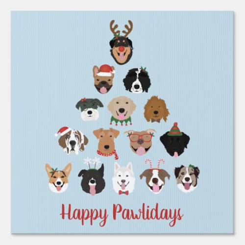 Happy Pawlidays Dog Christmas Tree Sign