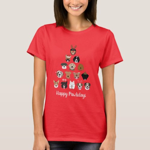 Happy Pawlidays Dog Christmas Tree T_Shirt