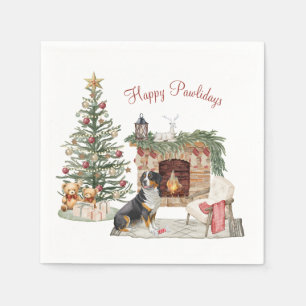 Happy Pawlidays Dog Design- Bernese Mountain Dog Napkins