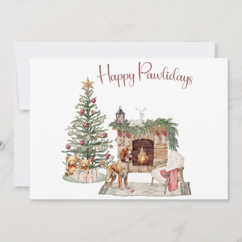 Happy Pawlidays Dog Design_ Brittany Spaniel Holiday Card