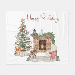 Happy Pawlidays Dog Design- Cocker Spaniel Fleece Blanket