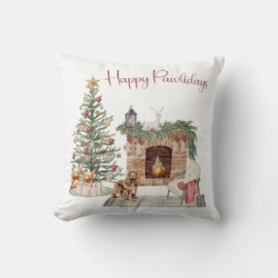 Happy Pawlidays Dog Design- Cocker Spaniel Throw Pillow