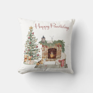 Happy Pawlidays Dog Design- Corgi Throw Pillow