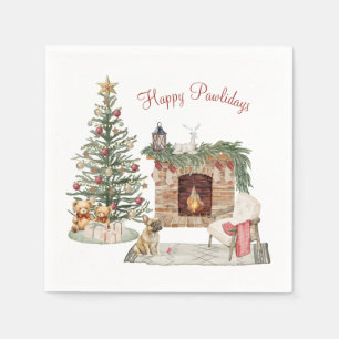 Happy Pawlidays Dog Design- French Bulldog Napkins