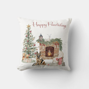 Happy Pawlidays Dog Design- German Shepherd Throw Pillow