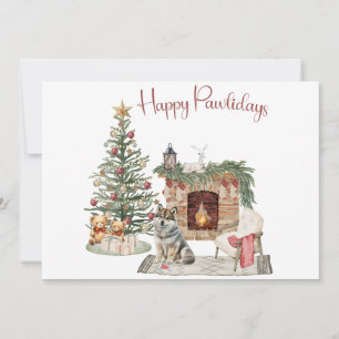 Happy Pawlidays Dog Design- Husky Holiday Card