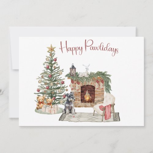 Happy Pawlidays Dog Design_ Miniature Schnauzer Holiday Card