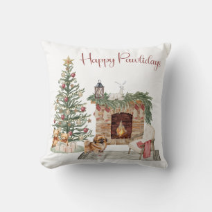 Happy Pawlidays Dog Design- Pekingese Throw Pillow