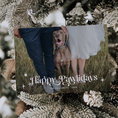 Happy Pawlidays Dog Horizontal Photo Christmas Holiday Card