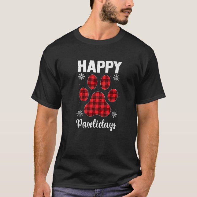 Happy Pawlidays Dog Paw Symbol Puppy Christmas Dog T-Shirt (Front)