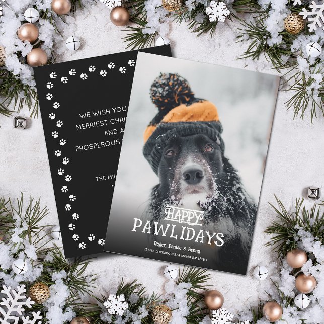 Happy Pawlidays Dog Photo Christmas Holiday Card (Happy Pawlidays dog photo Christmas holiday cards, PRINTED and/or INSTANT DOWNLOAD)