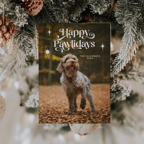 Happy Pawlidays Dog Photo Christmas Holiday Card