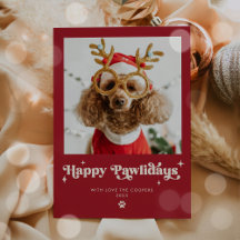 Happy Pawlidays Dog Photo Funny Christmas