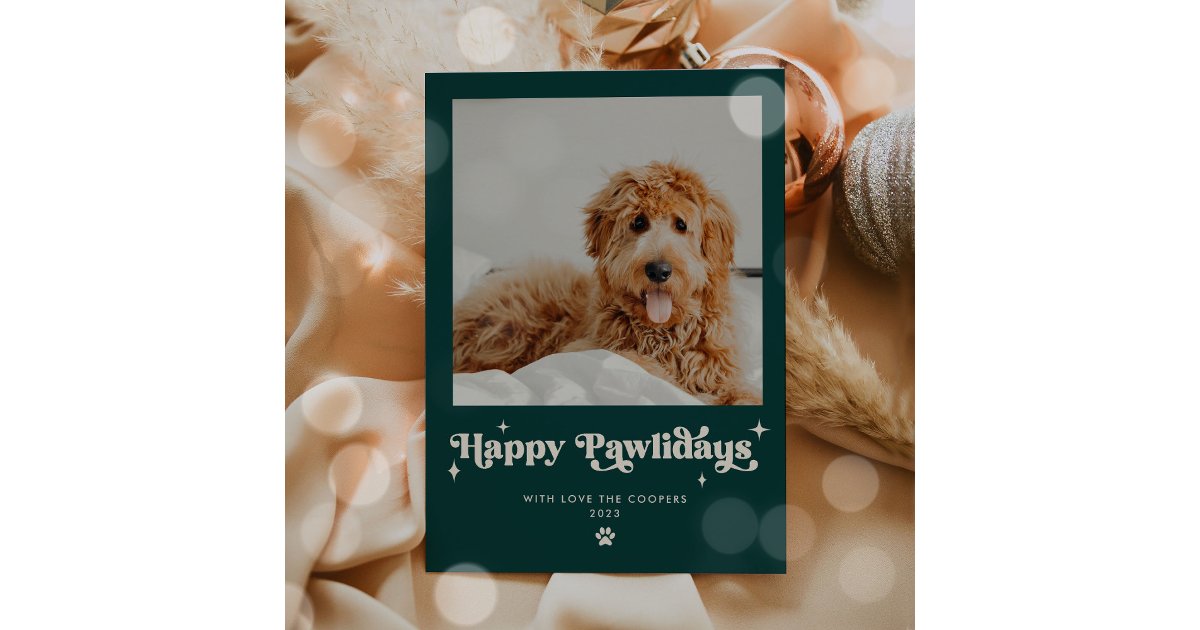 Happy Pawlidays Dog Photo Funny Christmas Holiday Card | Zazzle